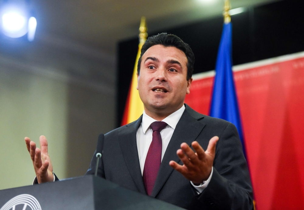 Macedonian Prime Minister Zoran Zaev gives a press conference in Skopje on Saturday. North Macedonia's prime minister called for early elections after the European Union failed to open membership talks for his Balkan state, which had been the key goal of his administration. — AFP