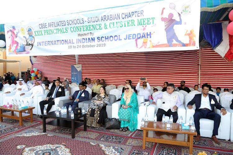 Consul General of India and Vice Patron of International Indian Schools in the Kingdom Mohammed Noor Rahman Sheikh inaugurates the 29th Cluster Meet of international schools affiliated to Central Board of Secondary Education in Jeddah on Saturday. — Photos Krishna Chemmad
