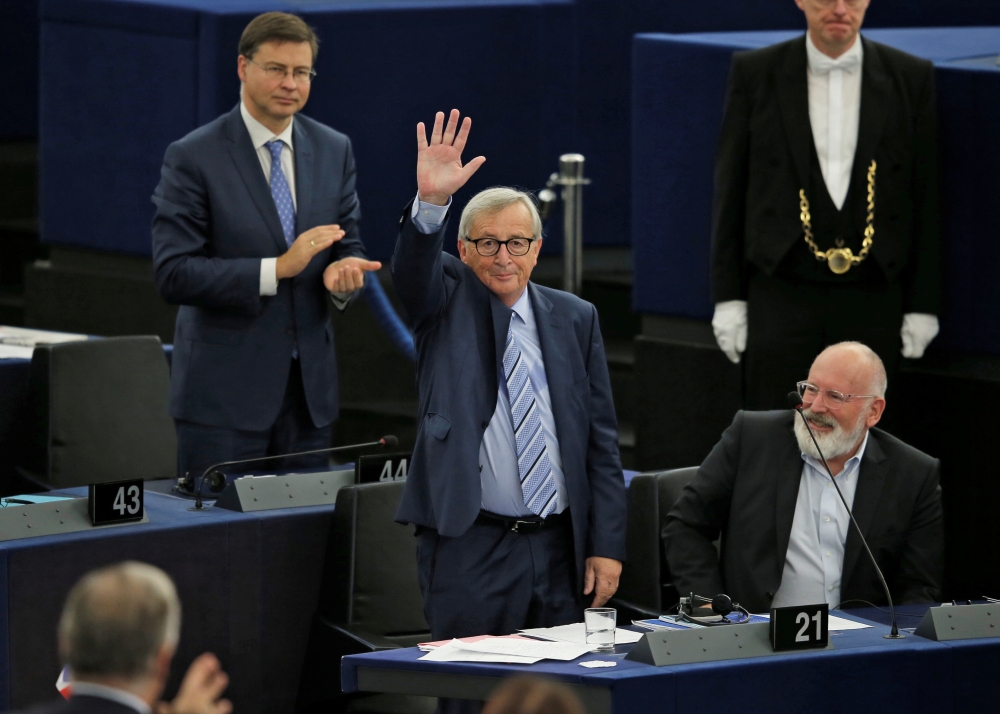 European Commission President Jean-Claude Juncker reacts during a debate on the last EU summit and Brexit at the European Parliament in Strasbourg, France, on Tuesday. — Reuters