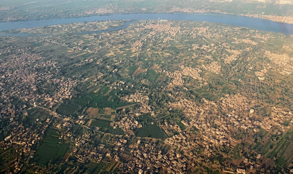 A general view shows the Nile River, houses and agricultural land seen from the window of an airplane, in Luxor, Egypt, in this Oct. 9, 2019 file photo. — Reuters