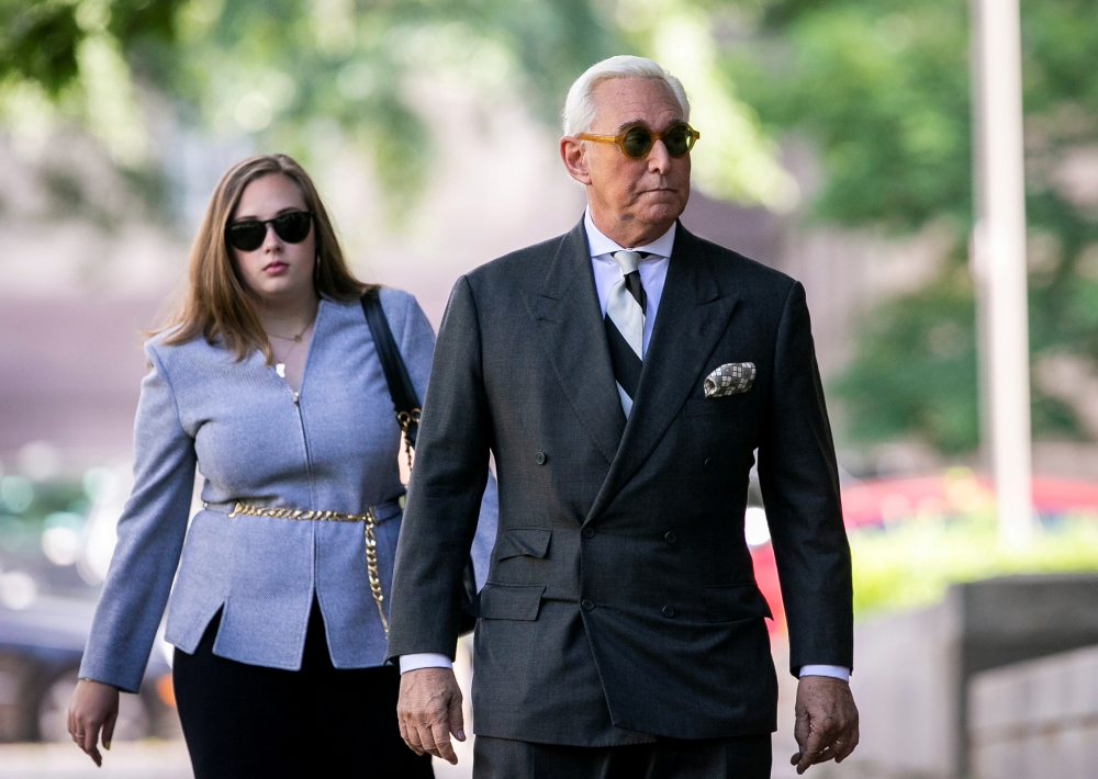 Roger Stone, longtime political ally of US President Donald Trump, arrives for a hearing to convince a judge to dismiss charges stemming from Special Counsel Robert Mueller's probe into Russian interference in the 2016 election, at US District Court in Washington in this May 30, 2019 file photo. — Reuters