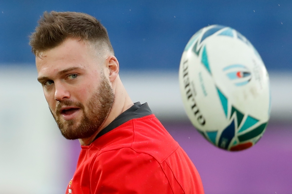 Wales' Owen Lane takes part in a training session at the International Stadium Yokohama in Yokohama on Friday, ahead of the Japan 2019 Rugby World Cup semifinal match against South Africa.— AFP