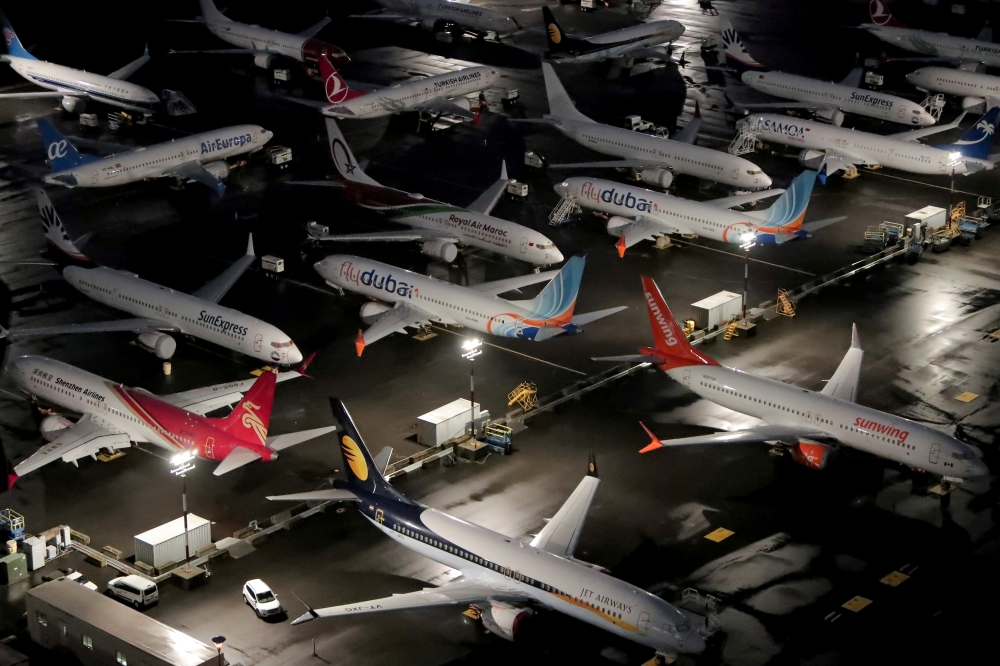 Aerial photos showing Boeing 737 Max airplanes parked at Boeing Field in Seattle, Washington, in this Oct. 20, 2019 file photo. — Reuters