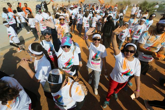 Women attend the Colour Run event during Riyadh season festival, in Saudi Arabia, Oct. 26, 2019. — Reauters