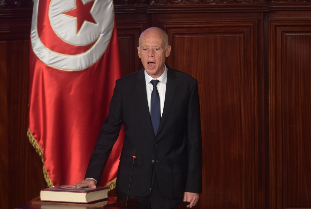 Tunisia's new President Kais Saied takes the oath of office in Tunis after his surprise election victory in this Oct. 23, 2019 file photo. — AFP