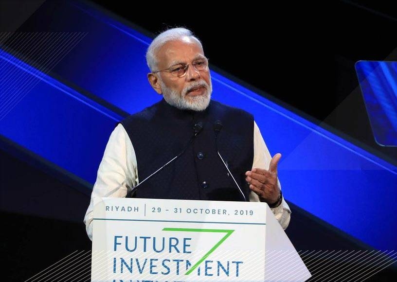 India’s Prime Minister Narendra Modi delivering the keynote address at Future Initiative Investment Forum in Riyadh on Tuesday.