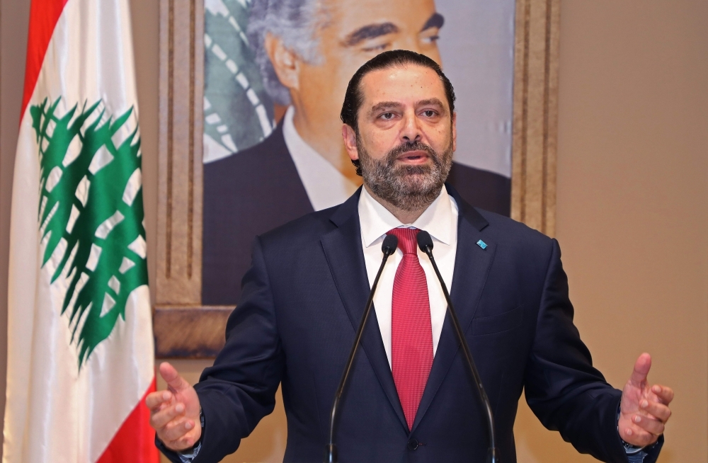 Lebanon's Prime Minister Saad Hariri announces the resignation of his government in the capital Beirut on Tuesday. — AFP