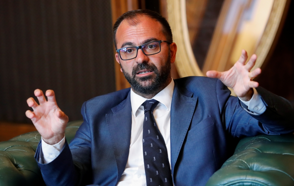 Italy's Education Minister Lorenzo Fioramonti gestures during an interview with Reuters in Rome on Monday. -Reuters