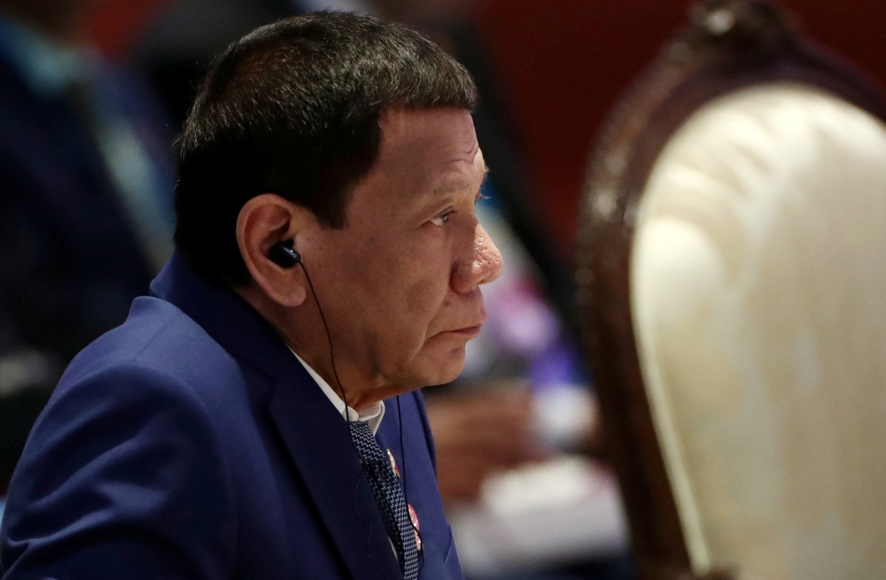 Philippine President Rodrigo Duterte attends a plenary session at a regional summit in Bangkok, Thailand, in this Nov. 2, 2019 file photo. — Reuters