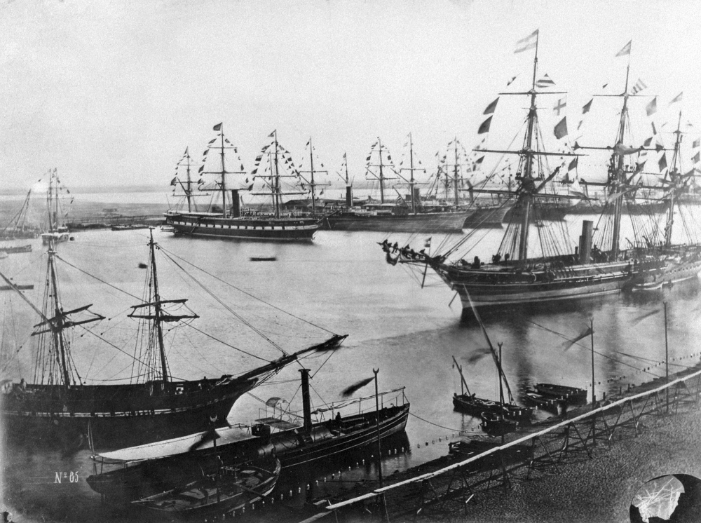 This photo taken in November 1869 shows the inauguration of the Suez Canal in Egypt.  — AFP