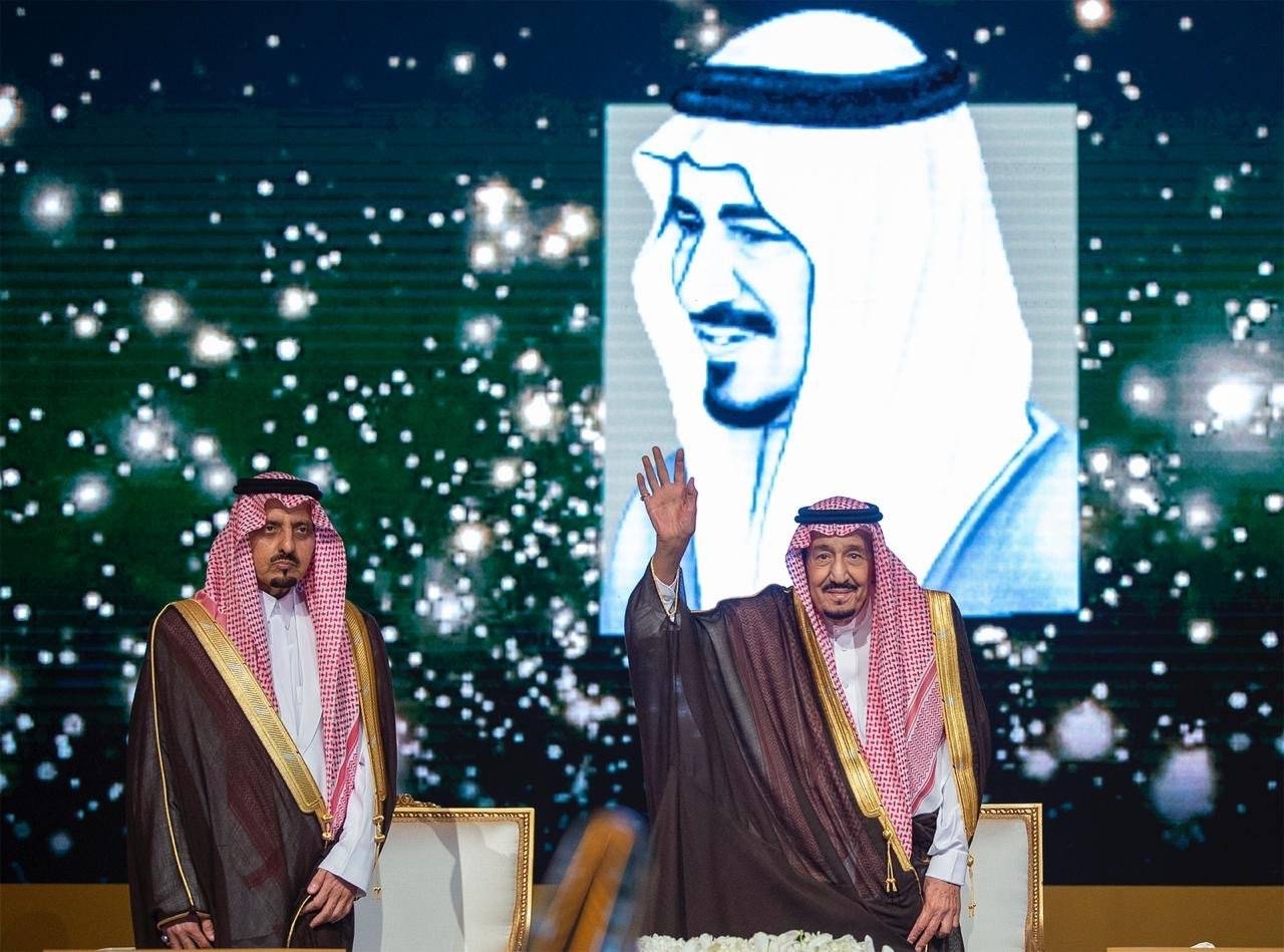 Custodian of the Two Holy Mosques King Salman with winners of King Khalid Foundation 2019 awards in Riyadh, Monday.