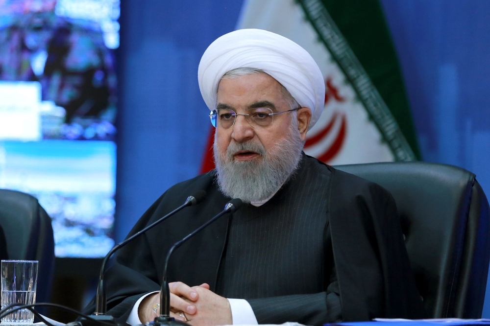 A handout picture provided by the Iranian presidency on Tuesday shows President Hassan Rohani speaking at a meeting of the administrative council of the southeastern province of Kerman. — AFP