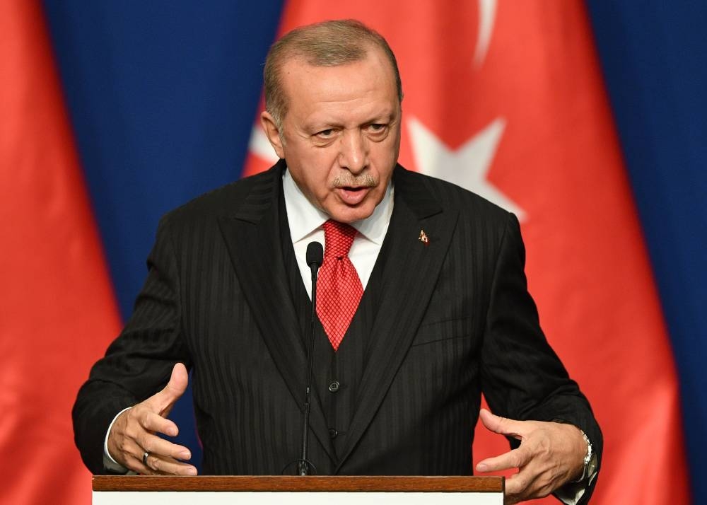 Turkish President Recep Tayyip Erdogan addresses a press conference at Varkert Bazar cultural center in Budapest on Nov. 7, 2019. — AFP