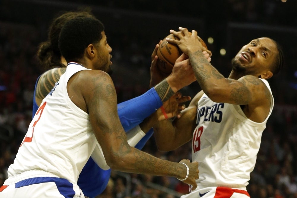 Russell Westbrook (0) of the Houston Rockets passes the ball during the game against the Portland Trail Blazers at the Toyota Center in Houston, Texas on Monday. — AFP