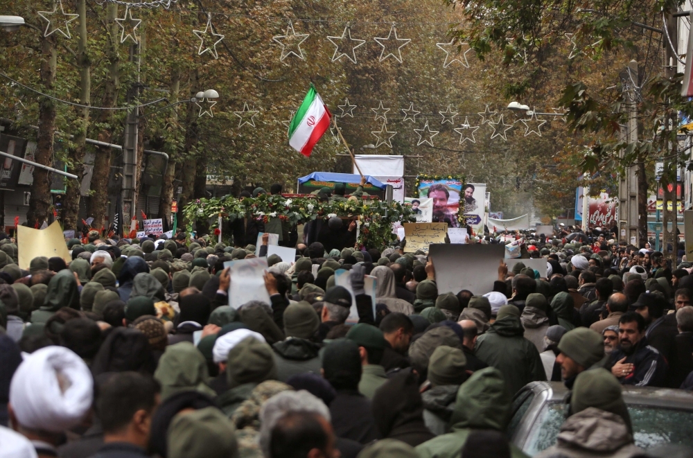 Iranian protesters block a road during a demonstration against an increase in gasoline prices in the central city of Shiraz in this Nov. 16, 2019 file photo. — AFP