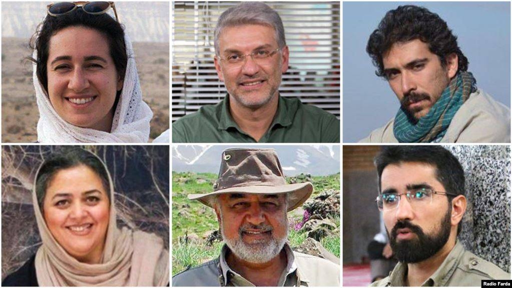 Iranian environmental activists, from top-left clockwise, Niloufar Bayani, Houman Jokar, Amirhossein Khaleghi, Taher Ghadirian, Morad Tahbaz, and Sepideh Kashani are seen in this file combination picture. — Courtesy photo