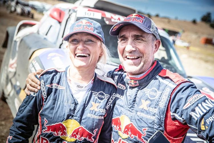 Stephane Peterhansel and Andrea Peterhansel are seen during the Rally Du Maroc in Ifran, Morocco on Oct. 9, 2019. The duo are participating in the Riyadh Rally, round four of the Saudi Toyota Desert Rally Championship.