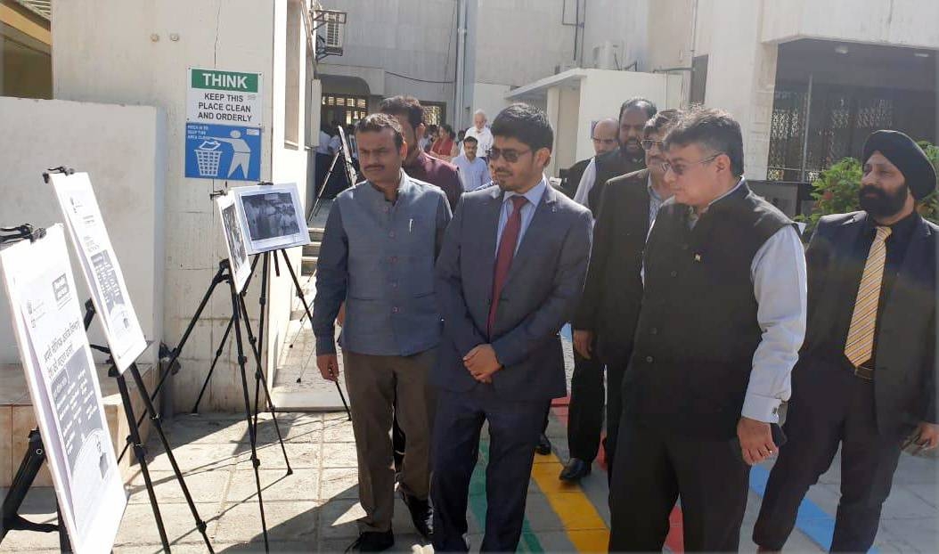 Consul General Noor Rahman Sheikh at reading of the preamble in Hindi and English with the staff of the consulate