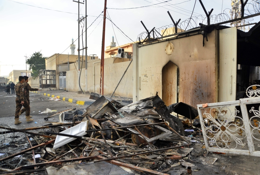 The burnt Iranian consulate is pictured in the southern Iraqi city of Najaf on Thursday, two months into the country's most serious social crisis in decades. — AFP