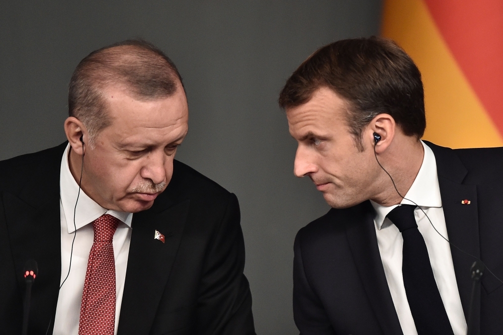 Turkish President Recep Tayyip Erdogan, left, and President Emmanuel Macron attend a conference at Vahdettin Mansion in Istanbul, Turkey, Oct. 27, 2018 file photo. — AFP