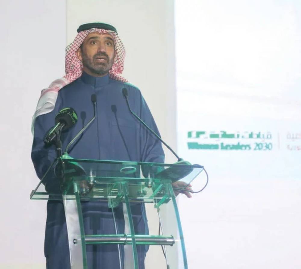 Minister of Labor and Social Development Ahmed Bin Suleiman Al-Rajhi speaks at a function in Riyadh, Tuesday. — Courtesy photo