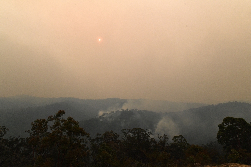  This photo taken on Saturday shows firefighters conducting back burning measures to secure residential areas from encroaching bushfires at the Mangrove area, some 90-110 kilometers north of Sydney.  -AFP