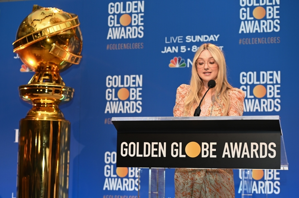 Actress Dakota Fanning announces the 77th Annual Golden Globe Awards nominations at the Beverly Hilton hotel in Beverly Hills on Monday. — AFP