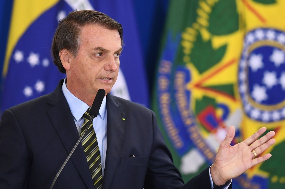 Brazilian President Jair Bolsonaro delivers a speech during the Armed Forces General Officers promotion ceremony at Planalto Palace in Brasilia in this Dec. 9, 2019 file photo. — AFP