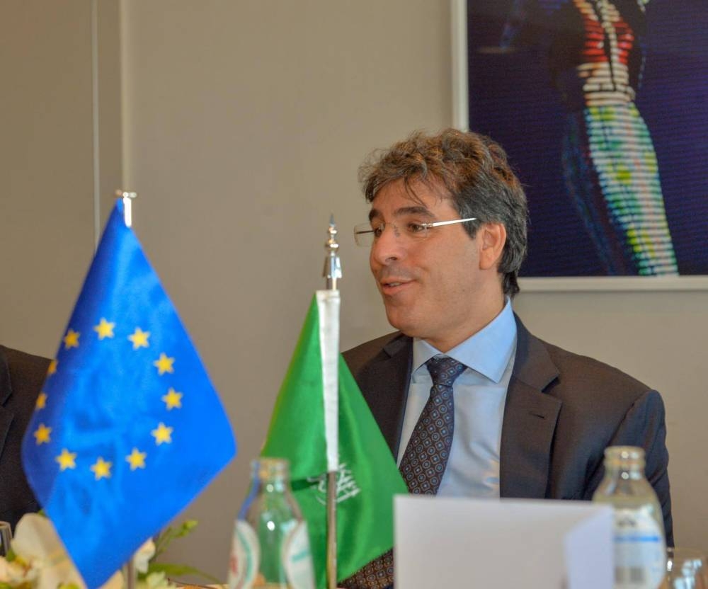 Saudi Human Rights Commission (HRC) President Dr. Awwad Al-Awwad addressing members of the Political and Security Committee of the European Union in Brussels. 