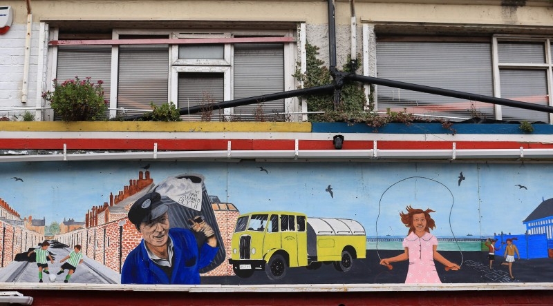 A mural is seen in the town of Blyth in northeast England on Friday the day after the former mining town voted in a Conservative MP for the first time in its history contributing to the Tory party's landslide victory. -AFP