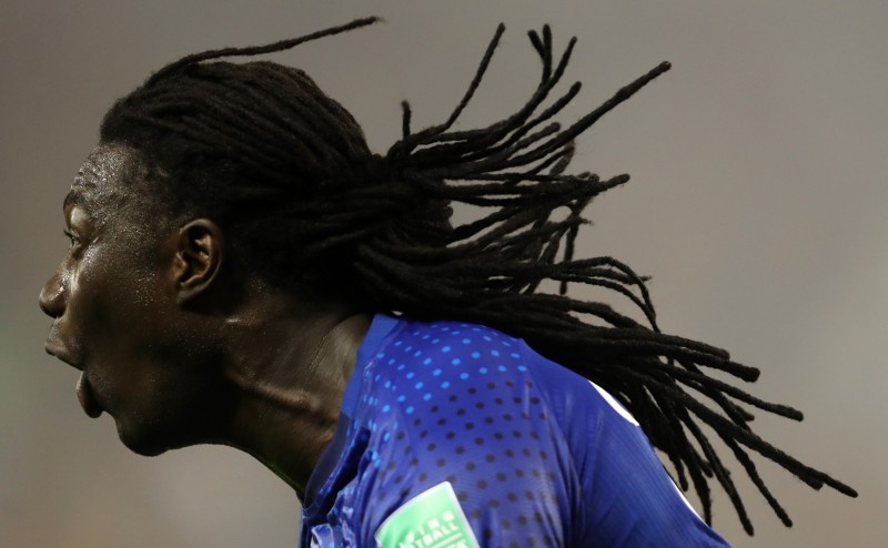 Al-Hilal's forward Bafetimbi Gomis reacts after scoring a goal during the 2019 FIFA Club World Cup quarterfinal football match between Hilal and Esperance de Tunis at Jassim Bin Hamad Stadium in Doha on Saturday. — AFP