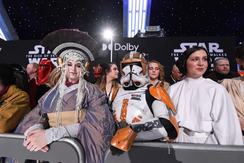 Fans in Star Wars costumes attend the world premiere of Disney's 