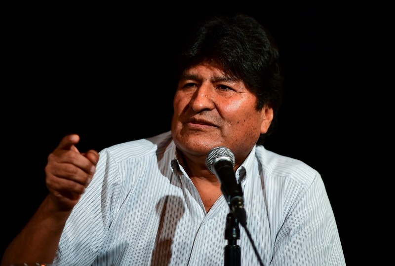 Bolivia's ex-President Evo Morales gestures during a press conference in Buenos Aires, on Tuesday. -AFP