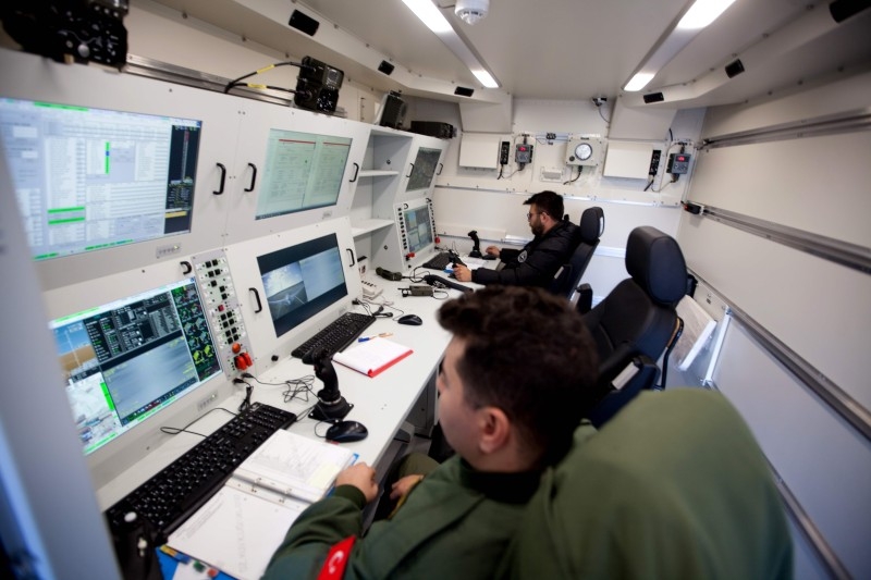 Turkish military drone pilots sit at the control room of the Bayraktar TB2 drone at Gecitkale Airport in Famagusta in the self-proclaimed Turkish Republic of Northern Cyprus (TRNC) in this Dec. 16, 2019 file photo. — AFP
