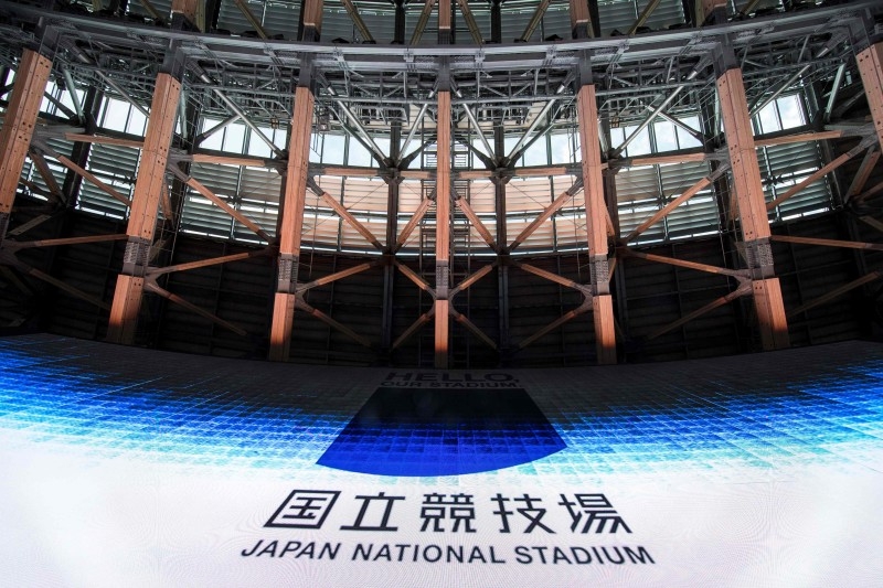 A wood work at the roof of the National Stadium, venue for the upcoming Tokyo 2020 Olympic Games, is seen during a media tour following the stadium's completion in Tokyo. The Tokyo 2020 Olympics organizers celebrated the completion of the main stadium that features use of lumber and other Japanese architectural tradition, seven months before the Opening Ceremony. — AFP