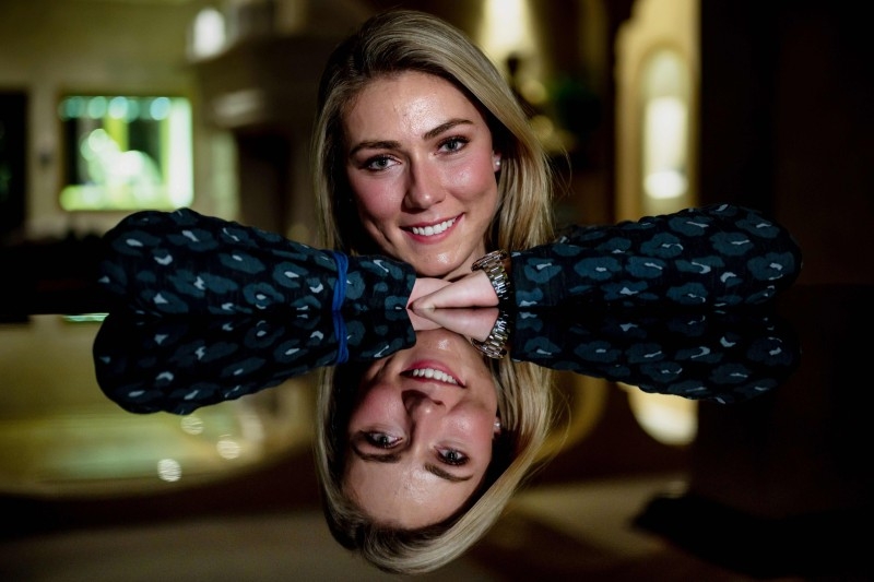 Skier Mikaela Shiffrin of US poses for photographs on Dec. 16, 2019, in Courchevel. — AFP