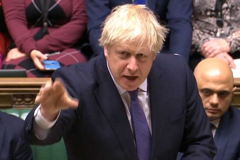 A video grab from footage broadcast by the UK Parliament's Parliamentary Recording Unit (PRU) shows Britain's Prime Minister Boris Johnson speaking at the opening of the Second Reading of the European Union (Withdrawal Agreement) 