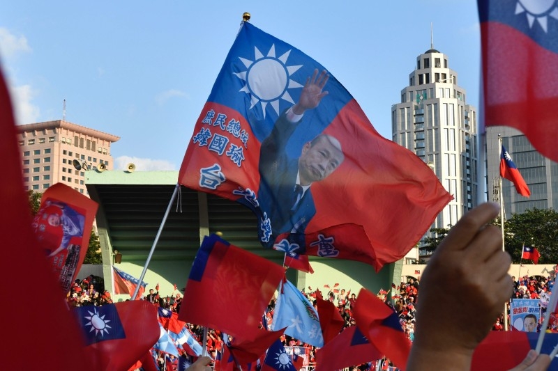 This picture taken on December 3, 2019 shows Taiwan's President and 2020 presidential candidate Tsai Ing-wen clapping during an election campaign event at the Jienan Taoist temple in Pingzhang district in Taoyuan. -AFP