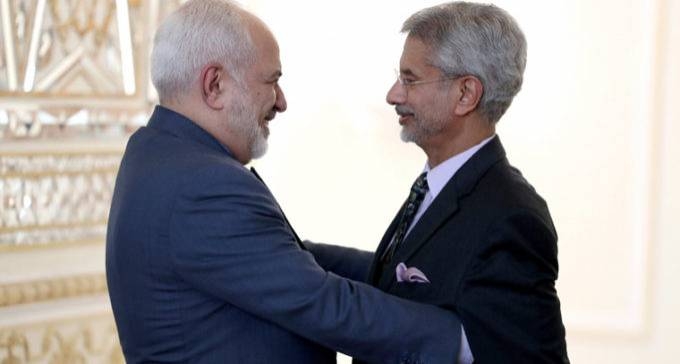 Indian Foreign Minister Subrahmanyam Jaishankar is being hugged by his Iranian counterpart Javad Zarif in Tehran on Sunday. — Courtesy photo