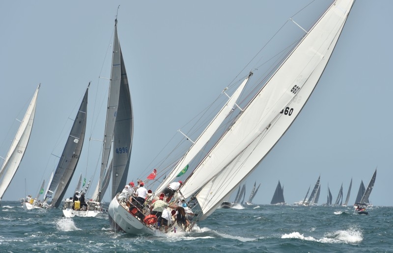 Yachts sail out of Sydney harbor at the start of the Sydney to Hobart yacht race on Thursday. — AFP