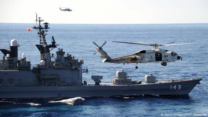 In this June 28, 2019, file photo, Japan's Maritime Self-Defense Force helicopter carrier Izumo (DDH-183) and destroyer JS Murasame (DD-101) participate in drills that included maritime navigation and emergency response exercises in Sulu Sea.  — AFP