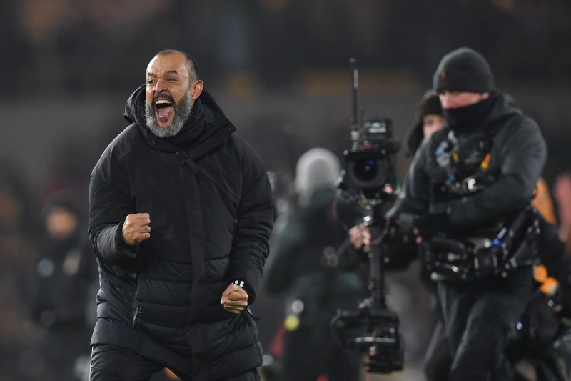 Wolverhampton Wanderers' Portuguese head coach Nuno Espirito Santo reacts at the final whistle during the English Premier League football match against Manchester City at the Molineux stadium in Wolverhampton, central England  on Friday. — AFP