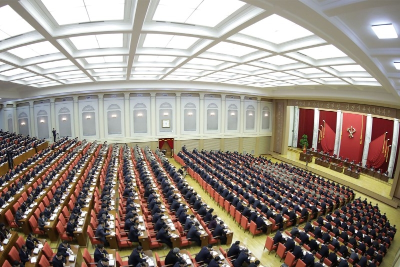 This picture taken on December 28, 2019 shows the 5th Plenary Meeting of the 7th Central Committee of the Workers' Party of Korea in Pyongyang. -AFP