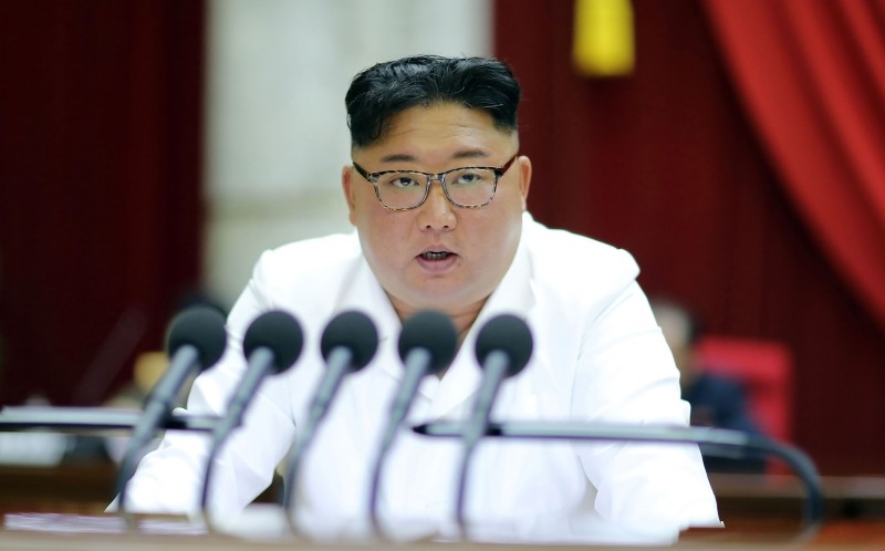  North Korean leader Kim Jong Un attends the second day session of the 5th Plenary Meeting of the 7th Central Committee of the Workers' Party of Korea in Pyongyang on Sunday. -AFP
