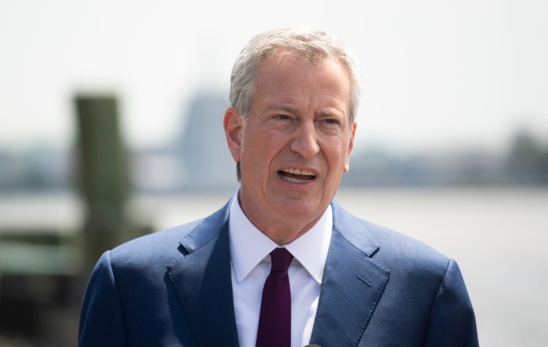 New York City Mayor Bill de Blasio speaks to the press in Wagner Park in New York in this May 16, 2019 file photo. — AFP