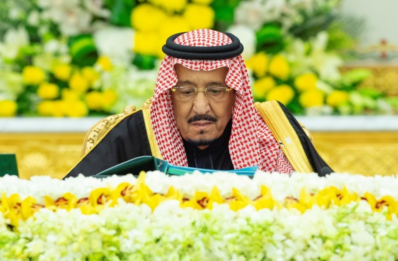 Custodian of the Two Holy Mosques King Salman chairs the weekly session of the Cabinet at Al-Yamamah Palace in Riyadh on Tuesday. — SPA