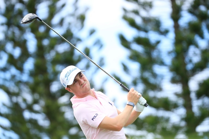Justin Thomas of the United States tees off during the pro-am prior to the Sentry Tournament Of Champions at the Kapalua Plantation Course on Weddnesday in Kapalua, Hawaii. — AFP