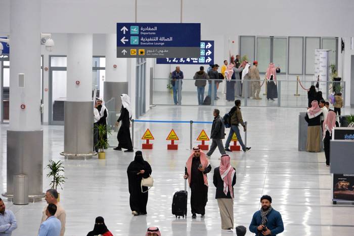 Passengers at the new Arar Airport following the Saudi Arabian Airlines arrival and departure flights from and to Riyadh during the trial operation phase on Wednesday. — Courtesy photo