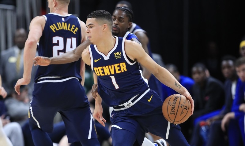 Michael Porter Jr No. 1 of the Denver Nuggets dribbles the ball during the game against the Indiana Pacers at Bankers Life Fieldhouse on Thursday in Indianapolis, Indiana. — AFP