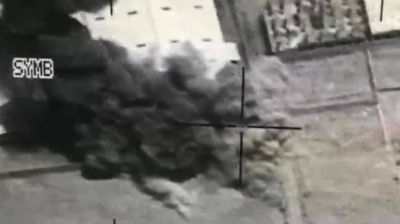 Satellite image shows moment an Arab Coalition aircraft targeted a convoy belonging to a Houthi leader in 2018. 
